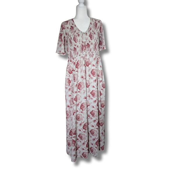 Polagram Dress Womens Medium Floral Romantic Feminine Lined Pockets Modest Maxi - Picture 2 of 15